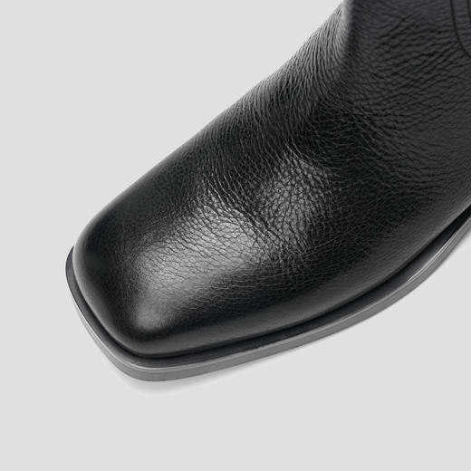 ROMI STUDIO“复古小众”率性百搭英伦方头粗跟黑色中筒靴 23AWS006 商品图2