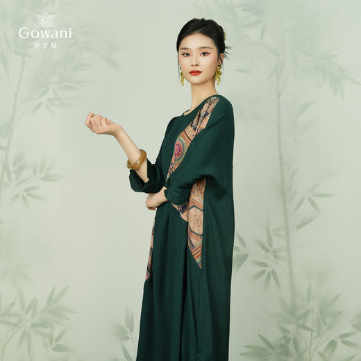 乔万尼新款真丝连衣裙高端桑蚕丝复古拼接EI2E741 商品图3