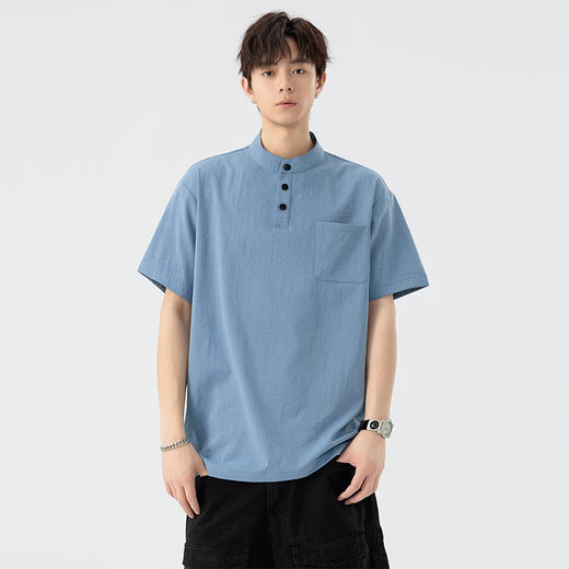 【DSL】大依优型大码立领短袖POLO衫T恤夏季加肥加大肥佬休闲宽松透气弹力男装上衣潮款 商品图8