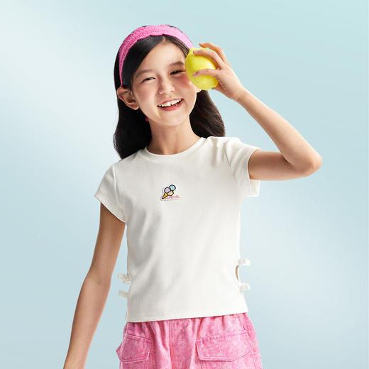 【修身弹力装】女童圆领短袖针织衫夏季新款安奈儿童装EG521120 商品图3