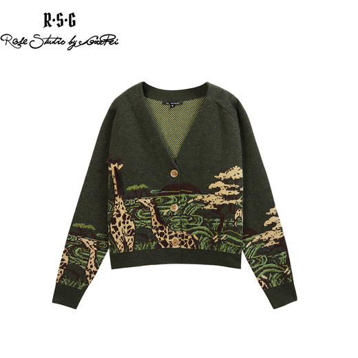 RSG郭培线上成衣品牌纯羊毛旷野动物图案开衫毛衣外套上衣 商品图0