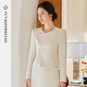 FUYAO扶摇 国风西装外套女2025新款圆领盘扣短外套新中式轻奢高端