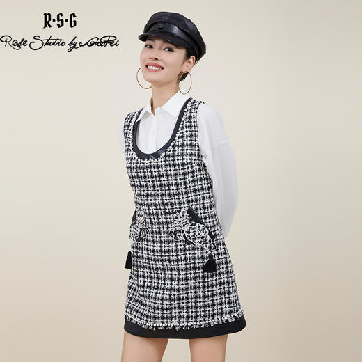 郭培成衣品牌芙蓉花刺绣钉珠装饰针织连衣裙 商品图1