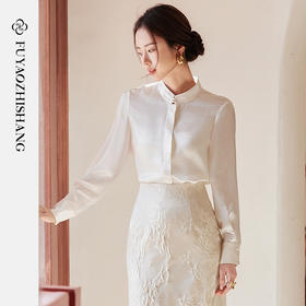 FUYAO扶摇 醋酸新中式盘扣白衬衫女2025年春新款小衫国风漂亮上衣