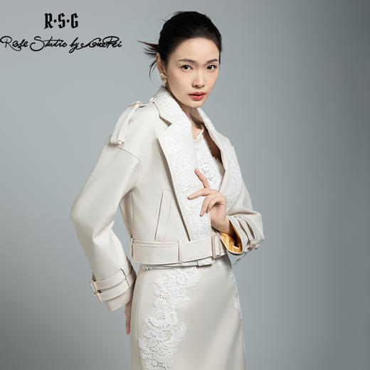 郭培成衣品牌【“药”爱自己】花朵纹样镂空蕾丝短夹克套装 商品图3