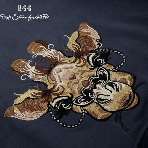 RSG郭培成衣品牌长颈鹿纯棉黑色刺绣圆领短款女士卫衣女装 商品图3