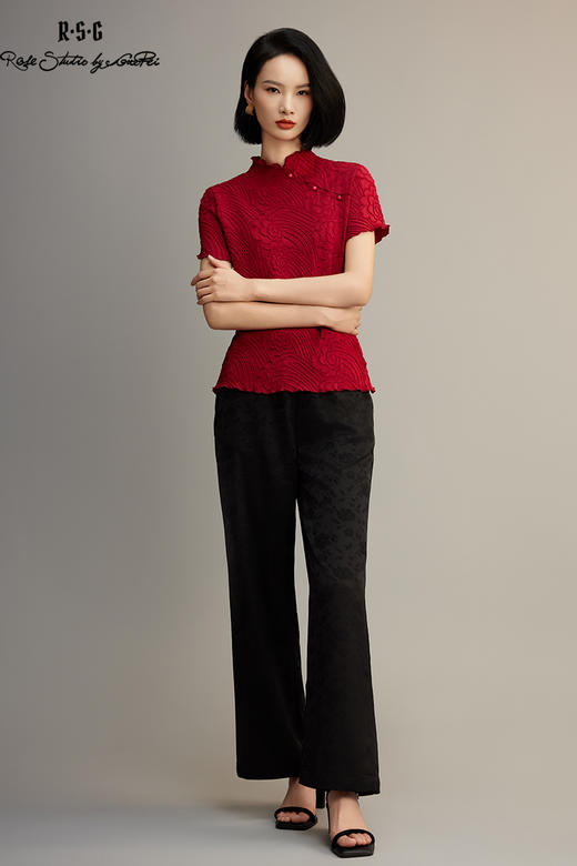 新中式国风提花阔腿薄款女裤 商品图5