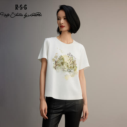 R.S.G精品系列新款夏季宽松圆领正肩半袖T恤刺绣印花上衣 商品图1