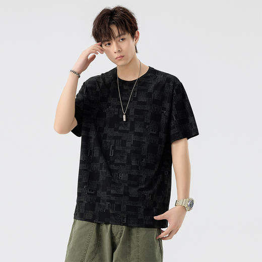 【DSL】大依优型大码圆领短袖T恤夏季加肥加大肥佬休闲宽松透气弹力男装上衣潮款 商品图7