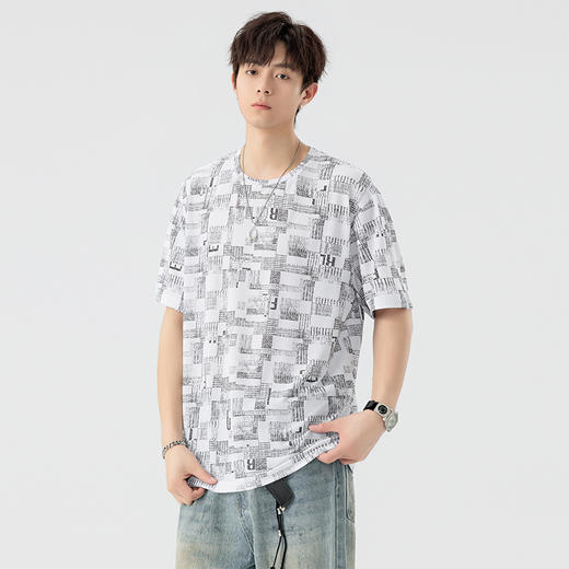 【DSL】大依优型大码圆领短袖T恤夏季加肥加大肥佬休闲宽松透气弹力男装上衣潮款 商品图5