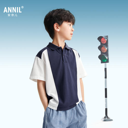 男童翻领短袖针织衫夏季新款安奈儿童装EB521097 商品图1