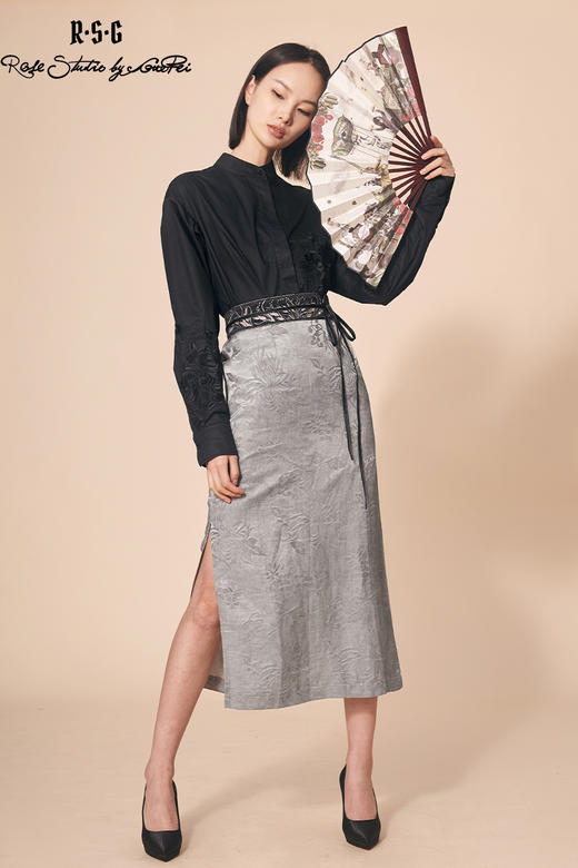 RSG郭培成衣品牌新中式提花刺绣腰带半身长裙复古国风 商品图5
