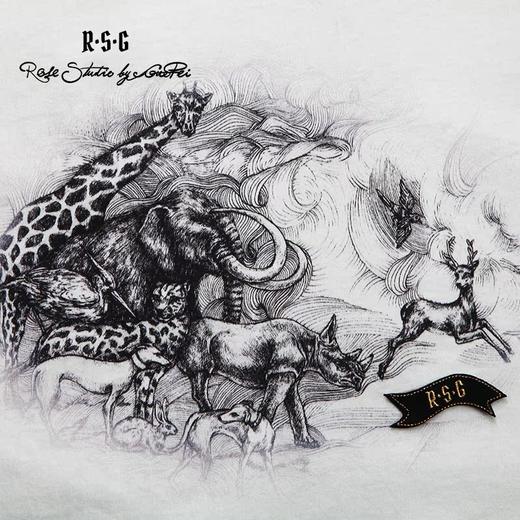 RSG郭培成衣品牌动物大迁徙手绘印花T恤oversize情侣短袖女夏 商品图3