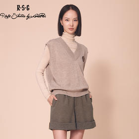 RSG郭培线上成衣品牌双层V领纯色针织无袖学院风背心马甲修身上衣