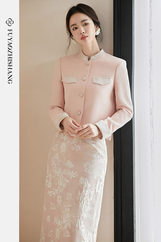 FUYAO扶摇 粉色小香风套装女2025春季新款气质短外套半身裙两件套 商品图5