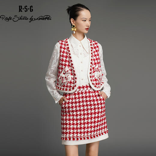 郭培成衣品牌芙蓉花刺绣钉珠装饰针织套装 商品图4