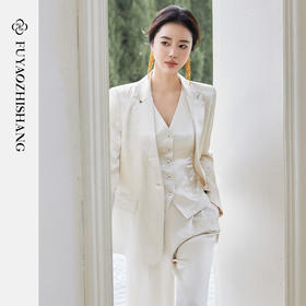 FUYAO扶摇 醋酸缎面西装外套女2025新款廓形显瘦西服老钱风套装