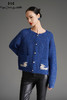 RSG郭培成衣品牌显白蓝色系国风芙蓉花刺绣花纱秋冬开襟毛衣 商品缩略图5