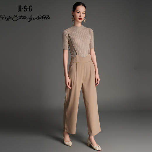 RSG郭培成衣品牌复古高腰吊带垂坠感休闲百搭背带直筒长裤 商品图0