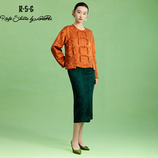 郭培成衣品牌精品系列新中式国风提花直筒半身裙 商品图3