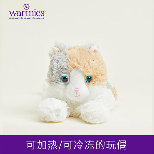 英国warmies 花脸猫安抚玩偶公仔送礼毛绒可加热抱枕 商品图0