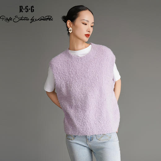 RSG郭培成衣品牌羊羔绒甜美马卡龙色多巴胺秋冬叠穿保暖针织马甲 商品图1