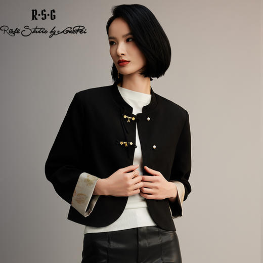郭培成衣品牌“步步高升”金色竹节盘扣小香风中式外套 商品图1