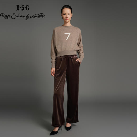 RSG郭培成衣品牌美拉德高级丝绒垂感显瘦保暖阔脚裤 商品图0