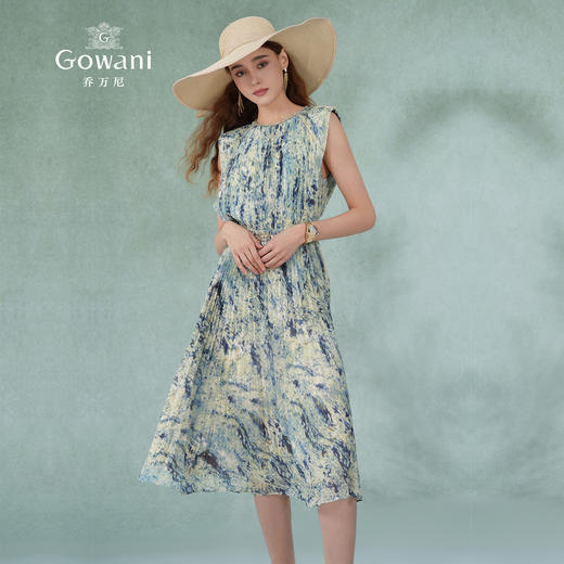乔万尼新款印花清凉无袖裙中长款收腰连衣裙ET2E320 商品图2