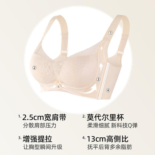 熳洁儿 小胸聚拢文胸反重力双重提拉蕾丝莫代尔滑滑杯收副乳25251501 商品图1