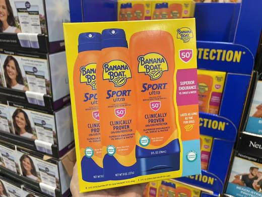 到手价195元/组 Banana Boat Sport SPF50+香蕉船运动型防晒喷雾227ml*2➕防晒乳液237ml 美国代购，无中文标签，介意慎拍 商品图0