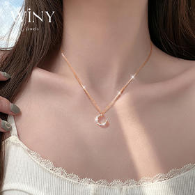 Winy925银月下美人项链玫瑰金色