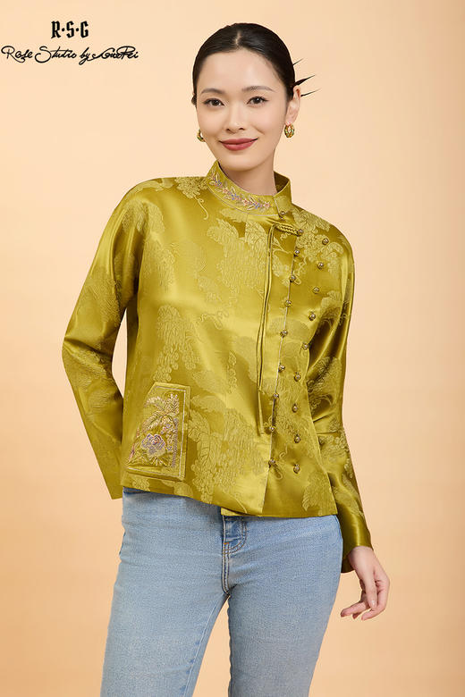 东方境X郭培联名系列：轻高定松鼠葡萄树刺绣斜襟上衣 商品图5