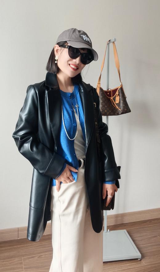 宋佳同款腰间抽绳西装款绵羊皮西服外套 商品图0