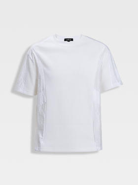 callisto白色拼接进口面料T恤