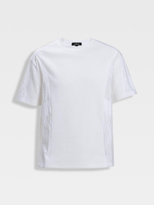 callisto白色拼接进口面料T恤 商品图0