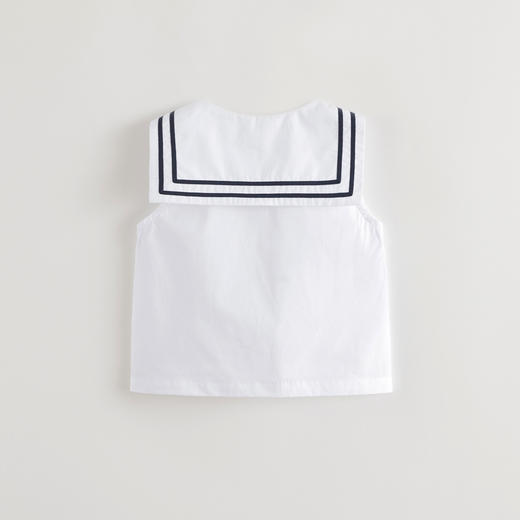 马克珍妮女童蓝白海军领无休衬衫 儿童马甲2025年夏装新款550827 商品图3