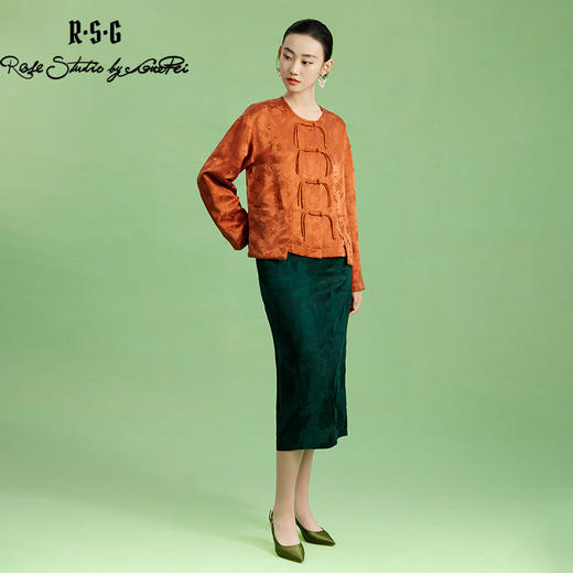 郭培成衣品牌精品系列新中式国风提花直筒半身裙 商品图0