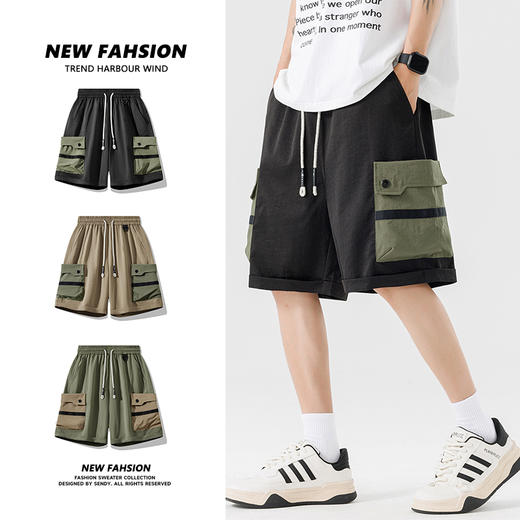 【DSL】大依优型大码短裤五分裤大号工装裤子弹力透气加肥加大夏季松紧腰宽松运动沙滩裤 商品图6