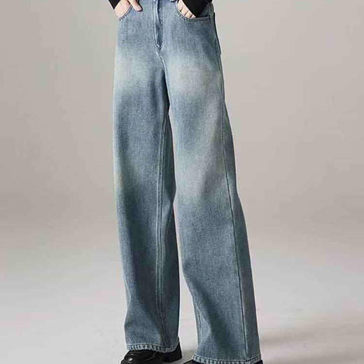 顺丰包邮35117洛诗琳春季新款高腰直筒显瘦微喇牛仔裤女25107 商品图3