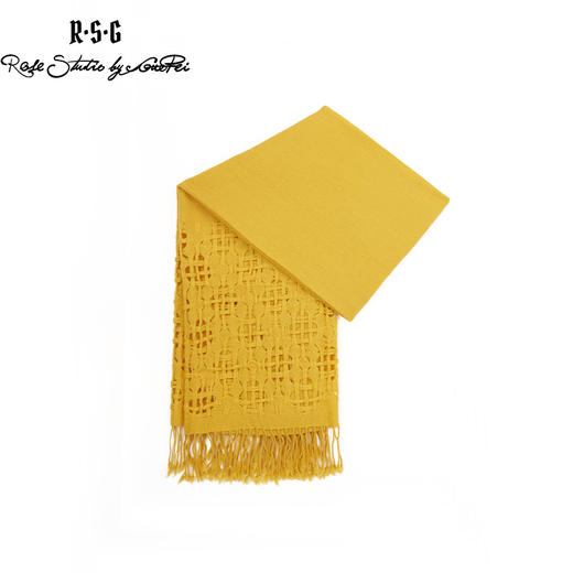 RSG郭培成衣品牌纯羊毛镂空流苏编织毛线国风围巾 商品图0