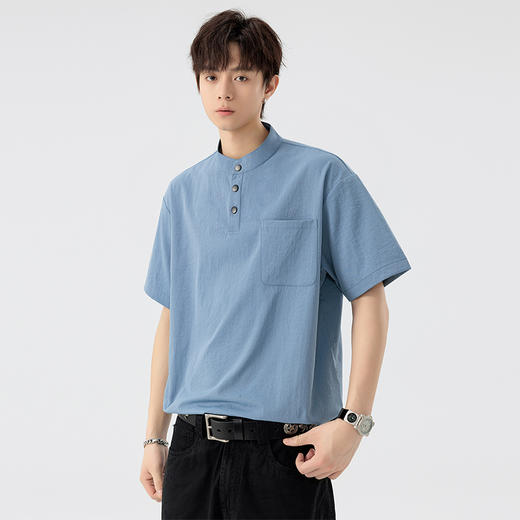 【DSL】大依优型大码立领短袖POLO衫T恤夏季加肥加大肥佬休闲宽松透气弹力男装上衣潮款 商品图5