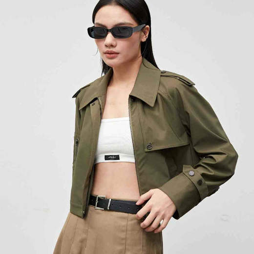 顺丰包邮21311洛诗琳2025春季新款时髦翻领短款夹克外套女325 商品图2