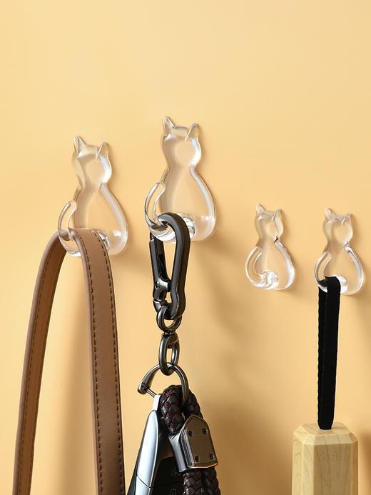 日本进口小久保工业所猫尾猫形粘钩大・小（透明） 商品图5