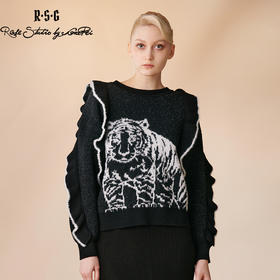 RSG郭培成衣品牌原创圆领荷叶边老虎图案套头长袖毛衣上衣