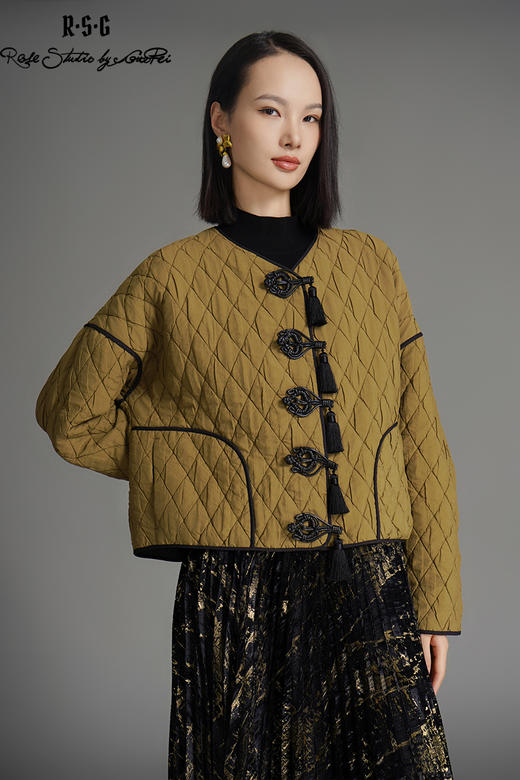RSG郭培线上成衣国风盘扣流苏绗缝冬季薄棉服新中式美拉德外套 商品图5