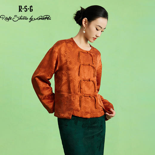 郭培成衣品牌精品系列新中式国风提花盘扣长袖上衣 商品图1
