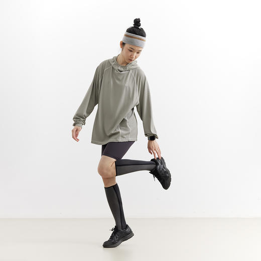 吃茶去chichaqu25明线速干弹力吸湿排汗凉感华夫格连帽T户外运动 商品图6