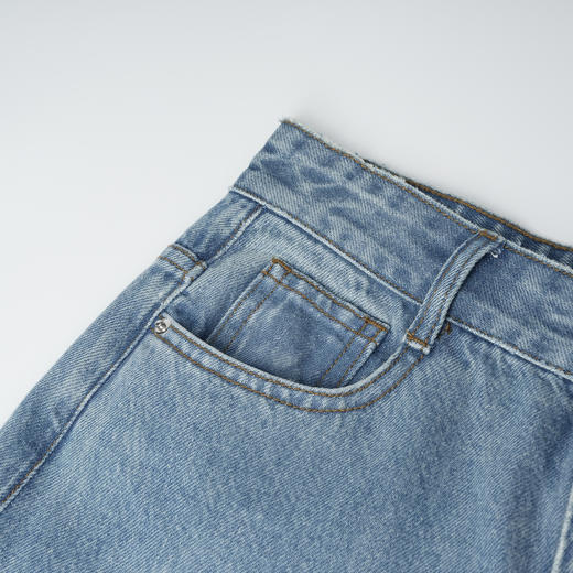 ROMI STUDIO“意式贵妇”100%斜纹棉高腰直筒水洗蓝牛仔裤23AWN403 商品图2