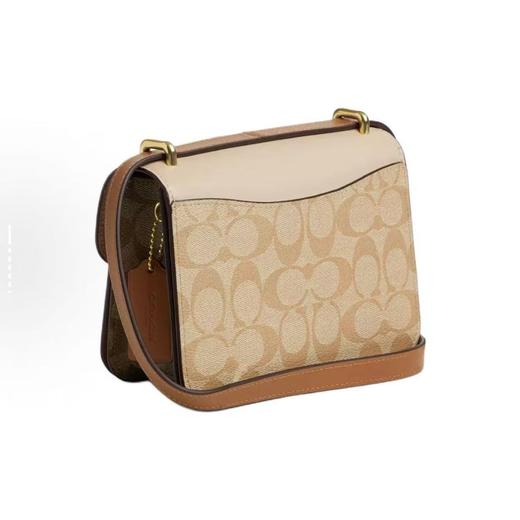 COACH蔻驰 MorganSquare 18 印花拼色 涂层帆布 单肩斜挎包 小号 女款 浅卡其色拼卡其色 商品图1